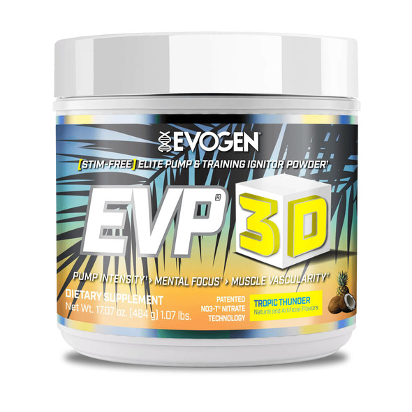 Evogen EVP-3D | Extreme Pre-Workout Pump Ignitor, Arginine Nitrate, Citrulline, Beta-Alanine, Lions Mane | Tropic Thunder (Pineapple Coconut) | 40 Servings Evogen EVP-3D | Extreme Pre-Workout Pump Ignitor, Arginine Nitrate, Citrulline, Beta-Alanine, Lions Mane | Tropic Thunder (Pineapple Coconut) | 40 Servings