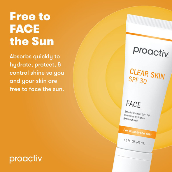 Proactiv Clear Skin Face Sunscreen Moisturizer With SPF 30 - Hydrating SPF Lotion And Sensitive Skin Sunscreen For Oily Skin And Acne-Prone Skin, Oil Free Matte Skincare Sunscreen, 1.5oz