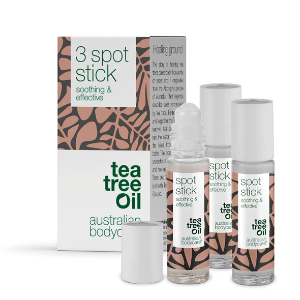 Australian Bodycare Tea Tree Oil Spot Stick - Tea Tree Blemish Stick for Spots, pimples, Oily and Acne Prone Skin. Contains high Pharmaceutical Grade Australian Tea Tree Oil, 9ml (3 x Spot Stick)