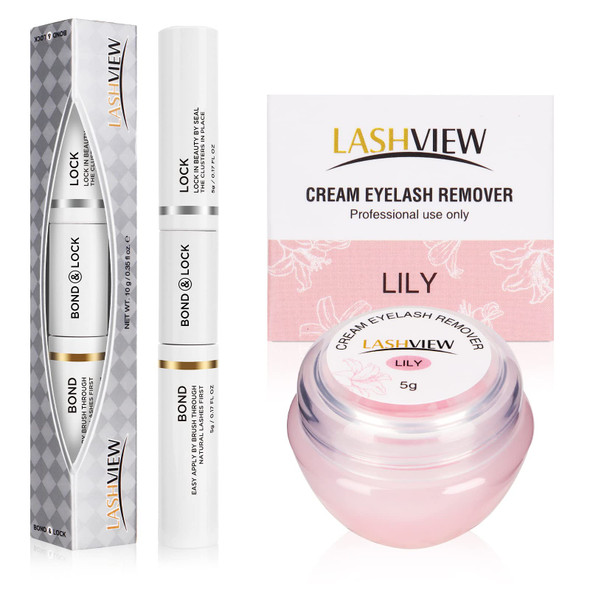 LASHVIEW Lash Bond and Seal + Eyelash Extension Remover Cream Mixed Bundle