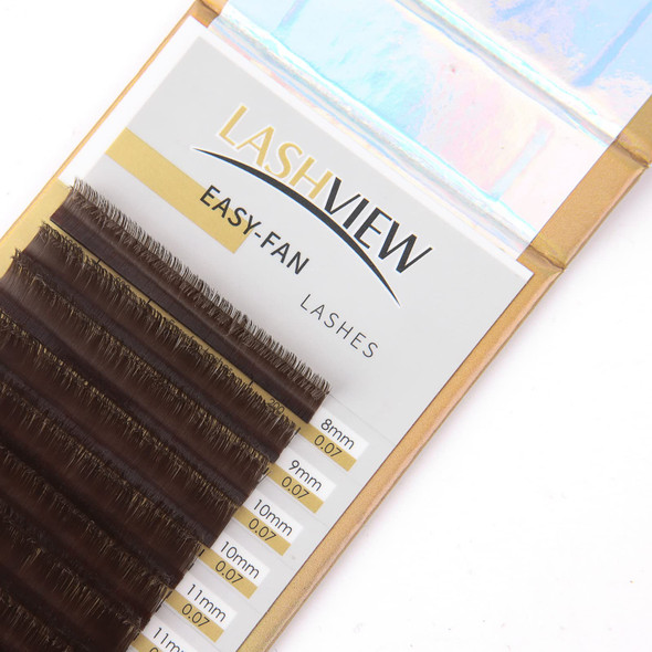 LASHVIEW Easy Fan Volume Lashes,Volume Lash Extensions,Easy Fan Lashes,Silk  Individual Semi-permanent Handmade Soft Auto-Fan Eyelashes For Professional  Salon Use (0.07-C, 8-15mm Mixed)