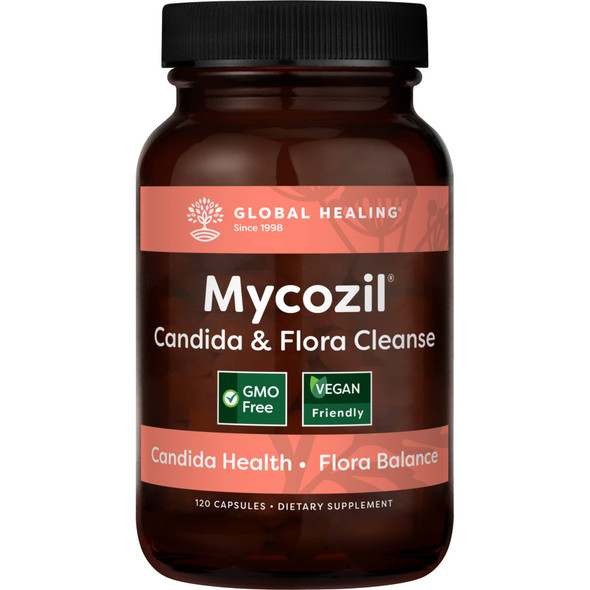 Global Healing Mycozil - Vegan Supplement Supports Detoxification for Natural Candida Cleanse, Encourages Gut and Vaginal Health and Rids of Harmful Organisms & Overgrowth, Women & Men - 120 Capsules