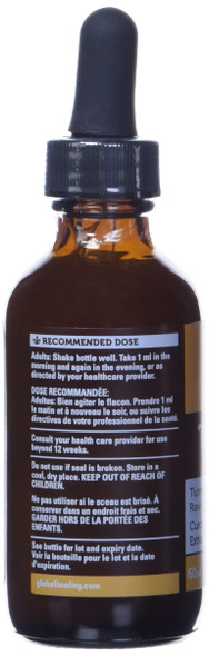 Global Healing Organic Turmeric Curcumin with Black Pepper Extract Liquid Supplement Drops to Support Joint Mobility Relief and Digestive Health - Powered Antioxidant to Support Heart Health - 2 Fl Oz