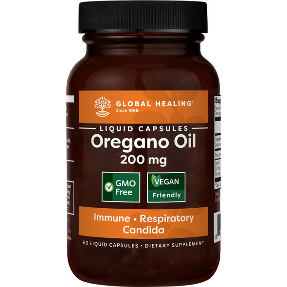 Global Healing Oregano Oil Capsules - Vegan Supplement For Immune System Support, Promotes Respiratory Health & Normal Digestion Health, Gas & Gut Wellness - Contains Cayenne Pepper Extract - 60 Count