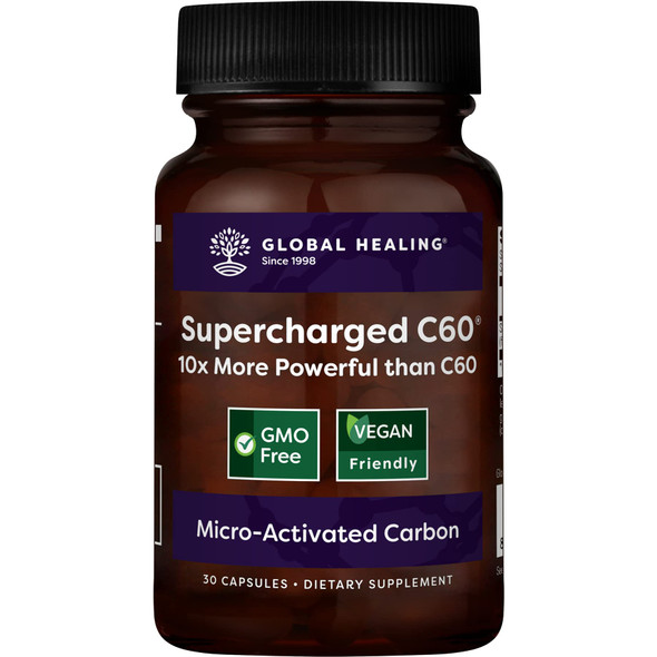 Global Healing Supercharged C60 and Detoxadine Bundle, Micro-Activated Carbon and Nascent Iodine Liquid Supplement Drops