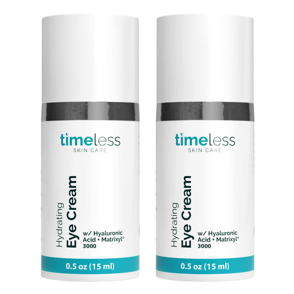 Timeless Skin Care Hydrating Eye Cream - 0.5 oz, Pack of 2 - Reduce Puffiness & Fine Lines - Includes Hyaluronic Acid for Hydration + Matrixyl 3000 to Fight Wrinkles - For All Skin Types