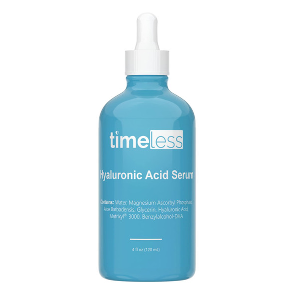 Timeless Skin Care Hyaluronic Acid + Vitamin C Serum - 4 oz - Includes Vitamin C, Matrixyl 3000 & Hyaluronic Acid - Brighten + Smooth, Rebuild Collagen & Boost Hydration - For All Skin Types