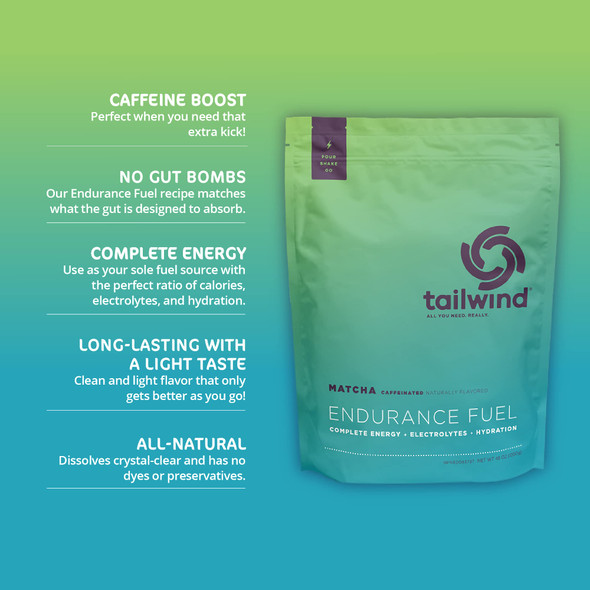 Tailwind Nutrition Endurance Fuel 50 Serving Green Tea Flavour - Caffeinated