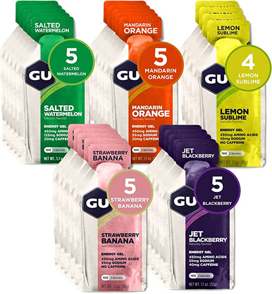 GU Energy Original Sports Nutrition Energy Gel, 24-Count, Assorted Fruity Flavors