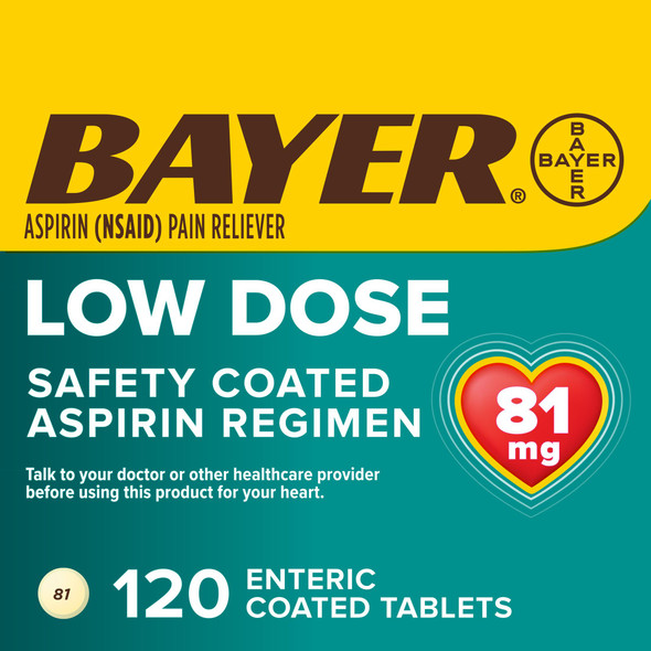 Bayer Healthcare - Bayer Low Dose Safety Coated Aspirin 81 Mg. - 120 Enteric-Coated Tablets