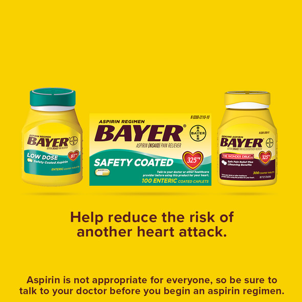 Bayer Healthcare - Bayer Low Dose Safety Coated Aspirin 81 Mg. - 120 Enteric-Coated Tablets