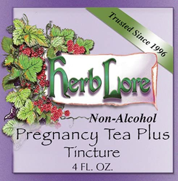 Herb Lore Pregnancy Tea Plus Tincture - 4 fl oz - Alcohol Free - Third Trimester Labor Prep Tea - with Red Raspberry Leave & Partridge Berry - Strengthens and Tones Uterus for Labor and Delivery