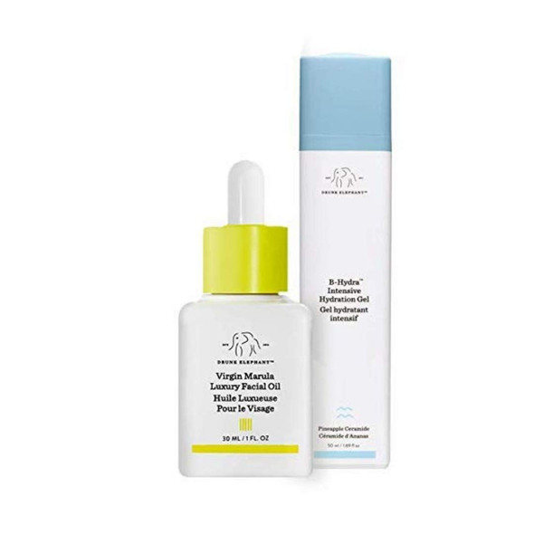 Drunk Elephant Full Sized Moisture Duo- Hydrating and Moisturizing Duo with B-Hydra Intensive Hydration Gel (50 Milliliters) and Virgin Marula Luxury Facial Oil (30 Milliliters)