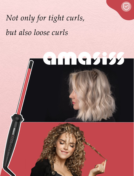 Small Wand Hair Curling Iron, AMASISS 3/8 Inch Thiny Hair Wand, Thin Ceramic Curly Irons For Hair, Narrow Professional Curling Iron For Short Hair, Skinny Corkscrew Curl Wand Iron, Pencil Curling Iron