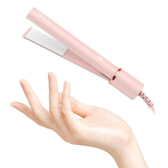 Mini Hair Straightener Travel Size, Small Flat Irons for Short Hair, Portable Flat Iron for Bangs(Pale Pink)
