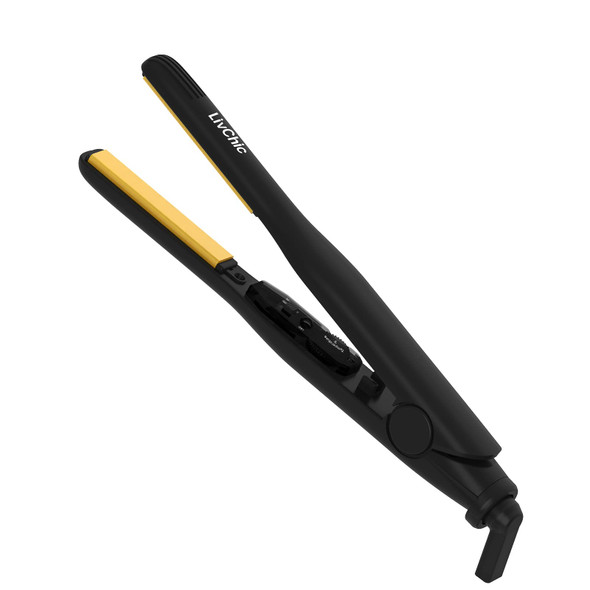 LivChic Pencil Flat Iron,Salon Straightener and Curler with Ceramic Tourmaline, Mini Flat Iron 1/2Plate for Short Hair, Pixie Cut and Men Beard, Dual Voltage.