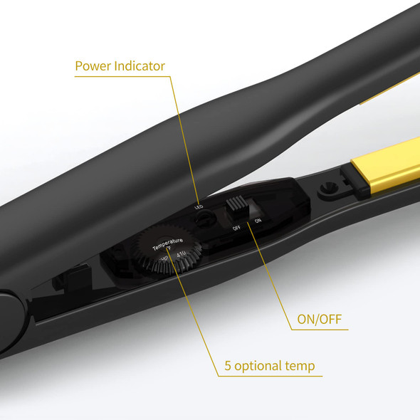 LivChic Pencil Flat Iron,Salon Straightener and Curler with Ceramic Tourmaline, Mini Flat Iron 1/2Plate for Short Hair, Pixie Cut and Men Beard, Dual Voltage.