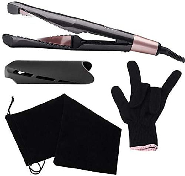 Hair Straightener and Curler 2 in 1 Flat Iron for Hair with Detachable Power Cord Tourmaline Ceramic Hair Straightener Hair Styling Tools Adjustable Temperature for All Hair Types, Dual Voltage