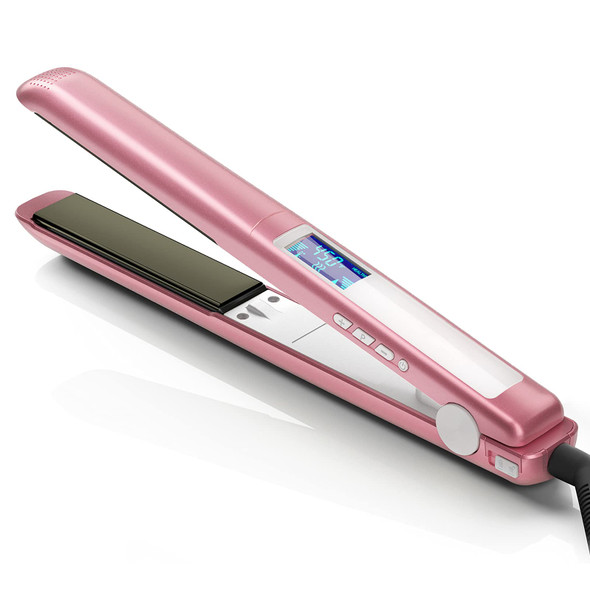 Professional Hair Straightener Titanium Flat Iron for Hair Makes Hair Shiny Dual Voltage Flat Iron Heats up Fast, Rose Gold