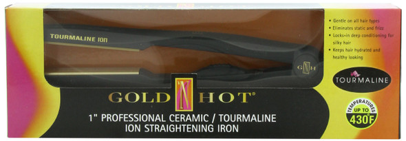 Gold 'N Hot Professional Ceramic Tourmaline Ion Straightening Iron, 1 Inch