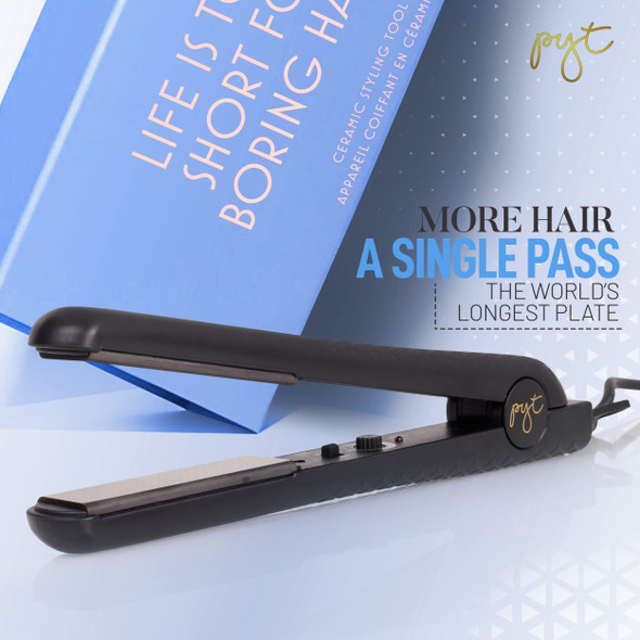 PYT Hair Straightener - Ceramic Flat Iron for Professional Styling. Excellent Quality, 150 W Power Output, Adjustable Temperature Suitable for all Hair Types. Straighten, Curl or Wave. (BLACK)