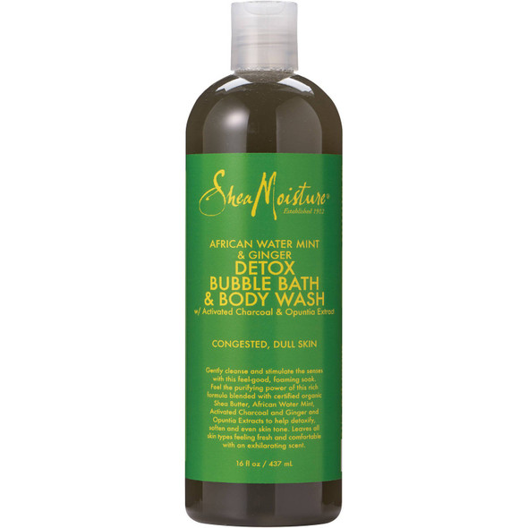 Shea Moisture African Water Mint & Ginger Detox Bubble Bath & Body Wash 16 Oz