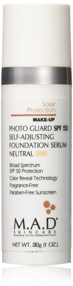 M.A.D SKINCARE SOLAR PROTECTION: Photo Guard SPF 50 Self-Adjusting Foundation Serum: Neutral/Medium- 30g