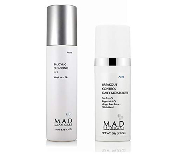 M.A.D Skincare Anti-Acne Duo Set - Salicylic Cleansing Gel - Breakout Control Daily Moisturizer