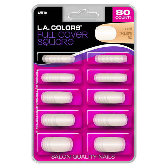 L.A. Colors 80 Count Nail Tips, Full Cover Square, 1 Ounce