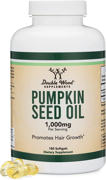 Pumpkin Seed Oil For Hair Growth And Bladder Control (1,000Mg Per Serving, 180 Softgels) Manufactured And Tested In The Usa By Double Wood Supplements