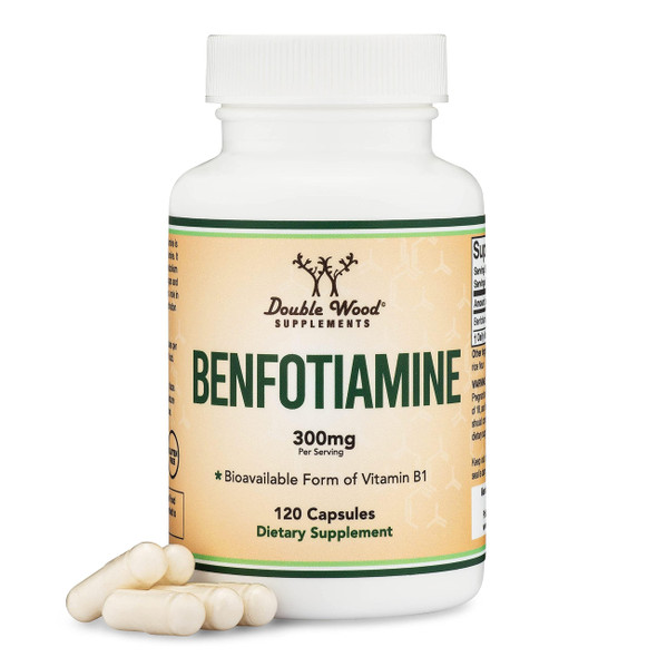 Double Wood Supplements  Benfotiamine 300mg, Vitamin B1 Fat Soluble 120 Capsules