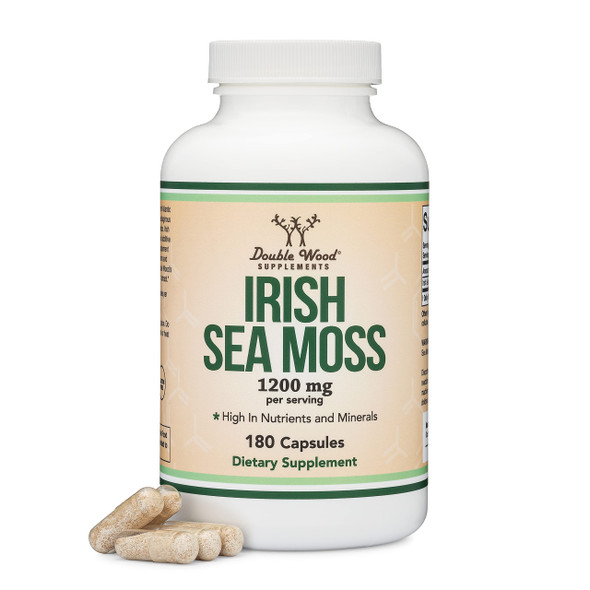 Irish Sea Moss Capsules, More Potent Than Sea Moss Gel Extract (180 Count, 1,200mg per Serving) (from Wildcrafted and Raw Chondrus Crispus) by Double Wood Supplements