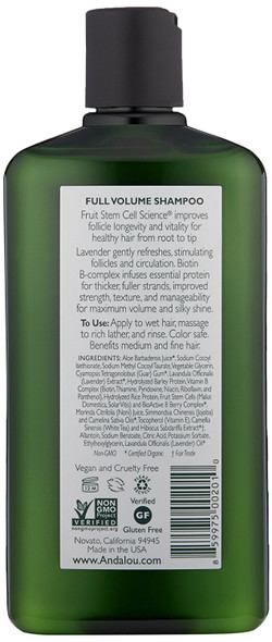Andalou Naturals Lavender and Biotin Full Volume Shampoo, 11.5 Ounce