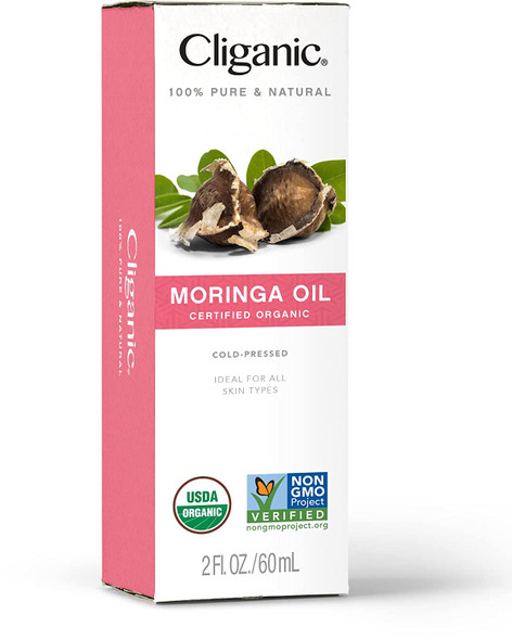 Cliganic Organic Moringa Oil (2oz), 100% Pure - For Face & Hair | Natural Cold Pressed Unrefined