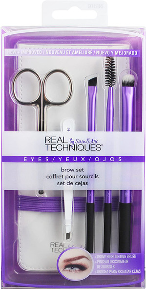 Real Techniques Brow Makeup Brush set (Includes Tweezers)