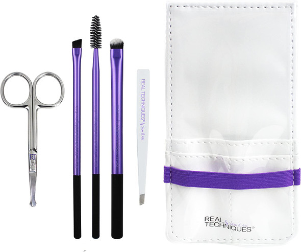 Real Techniques Brow Makeup Brush set (Includes Tweezers)