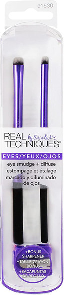 REAL TECHNIQUES Eye Smudge and Diffuse Eye Shadow Makeup Brush Duo Black