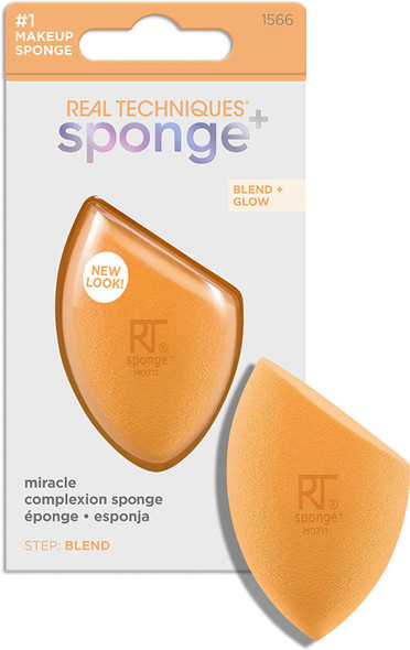 REAL TECHNIQUES Miracle Complexion Makeup Sponge for full cover foundation (Packaging and Colour May Vary) Orange