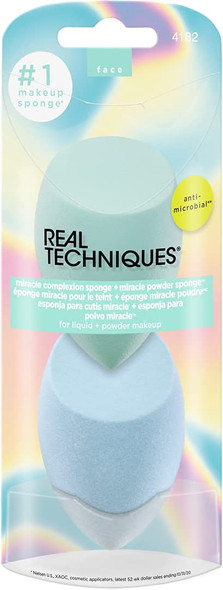 REAL TECHNIQUES Limited Edition Summer Haze Miracle Complexion Sponge + Miracle Powder Sponge, 2 Pack