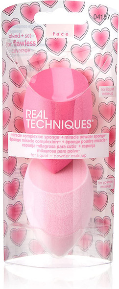 REAL TECHNIQUES Limited Edition Love IRL Miracle Complexion Sponge + Miracle Powder Sponge for Foundations and Powders (2 Pack)