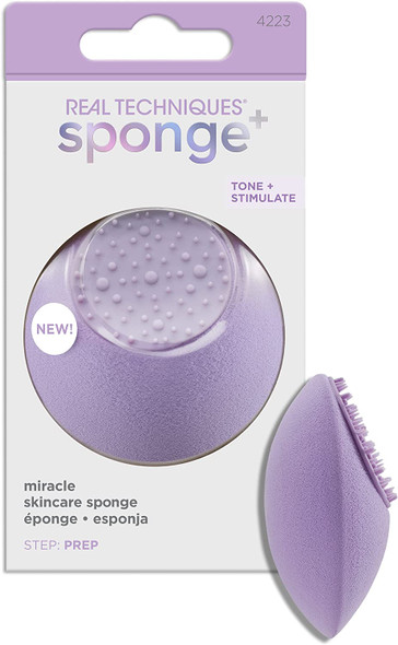 REAL TECHNIQUES Miracle Multi-functional Skincare Sponge for cleansing & massaging. Infused with Vegan Collagen