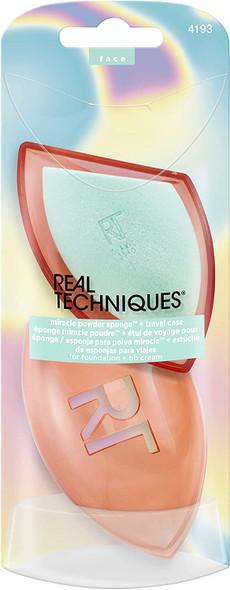 REAL TECHNIQUES Limited Edition Summer Haze Miracle Powder Sponge with Travel Case