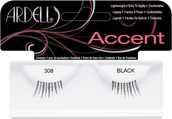 Ardell Accent Style Number 308 Eye Lashes, Black