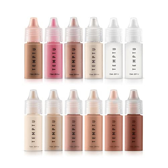 TEMPTU S/B Silicone-Based Best-Selling Airbrush Foundation, Blush, Highlighter Set: Long-Wear Makeup, Buildable Coverage Healthy, Hydrated Glow Luminous, Dewy Finish All Skin Types 12 Shades