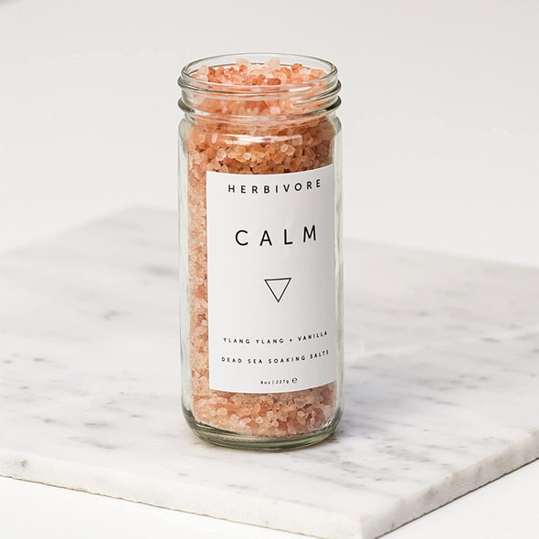 Herbivore Botanicals Calm Soaking Salts - Inviting Blend of Pink Himalayan Salts, Ylang Ylang and Vanilla Creates a Relaxing Bathing Experience (8 oz)