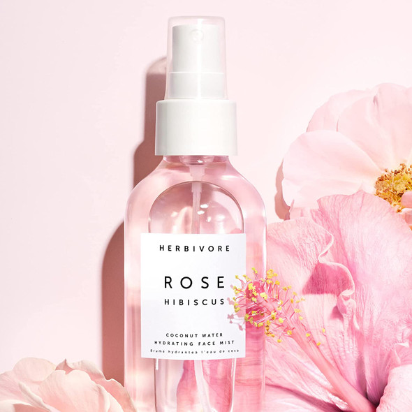Herbivore Botanicals Rose Hibiscus Face Mist - A Hydrating and Soothing Spray with Hyaluronic Acid and Organic Rose Water to Keep Skin Dewy and Fresh (4A flA oz)