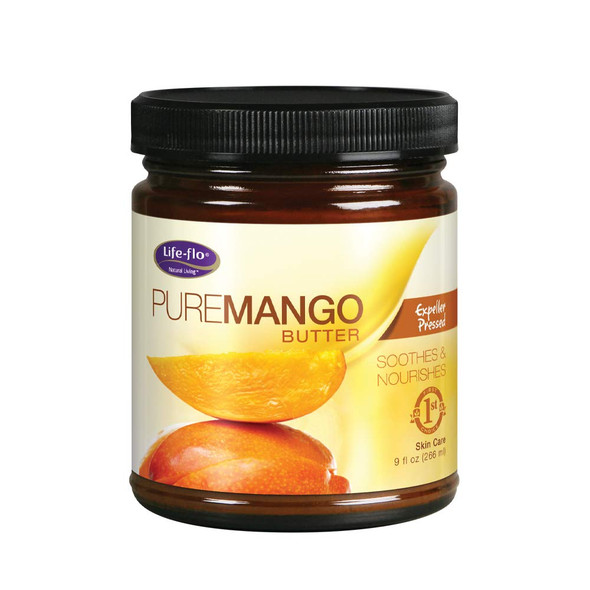 Life-flo Pure Mango Butter | Soothing Moisturizer for Dry Skin & Hair, Lips & DIY Products |Expeller Pressed | 9oz