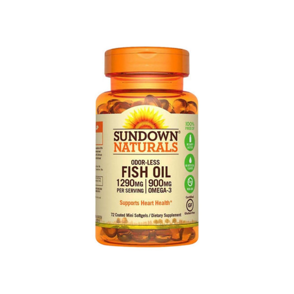 Sundown Naturals Odorless Premium Omega-3 Fish Oil 1290 mg Softgels, 60 ea