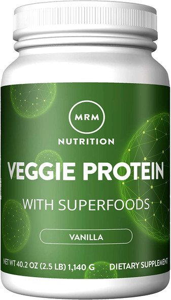 MRM Nutrition Veggie Protein with Superfoods | Vanilla Flavored | 22g Complete Protein | Over 8.8g Essential Amino acids | 13 superfoods | with Omega 3s and Omega6s | Keto Friendly | 30 Servings