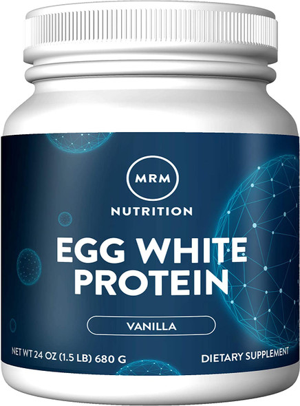 MRM Nutrition Egg White Protein | Vanilla Flavored | 23g Fat-Free Protein | with Digestive enzymes | Highest Biological Value | Clinically Tested | 20 Servings